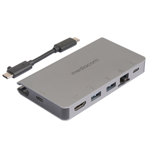 USB-C to HDMI + RJ45 + USB + Type C e Power Delivery 100W 6 porte