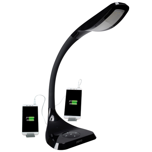 Lampada LED nera con charger USB 2A e speaker bluetooth