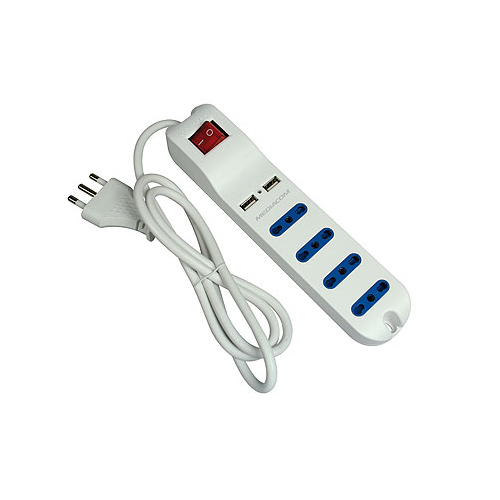 Multipresa con 4 prese elettriche e 2 porte USB 2.0