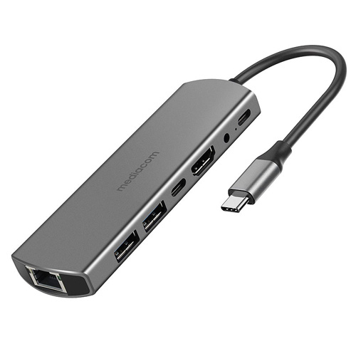 Docking station USB-C to HDMI + RJ45 + 2 Porte USB + USB-C + Audio e Power Delivery 100W 7 porte