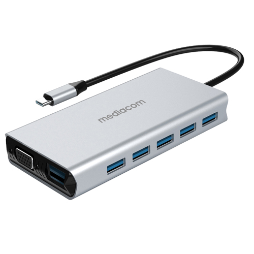 Docking station USB-C TO 2 HDMI + 5 USB 3 + CARD READER + VGA + RJ45